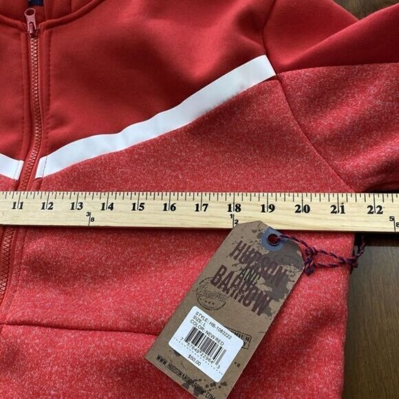 HUDSON & BARROW Unisex Full-Zip Hooded Sweatshirt Mens Size L Zipped Hoodie  Red - Picture 3 of 10
